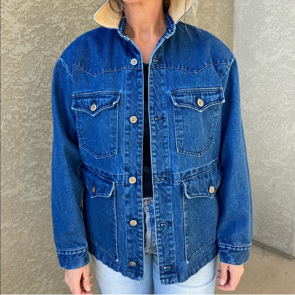 Oversized Chore Denim Jacket Coat Schaefer Outfitter Ranchwear- vintage unisex M